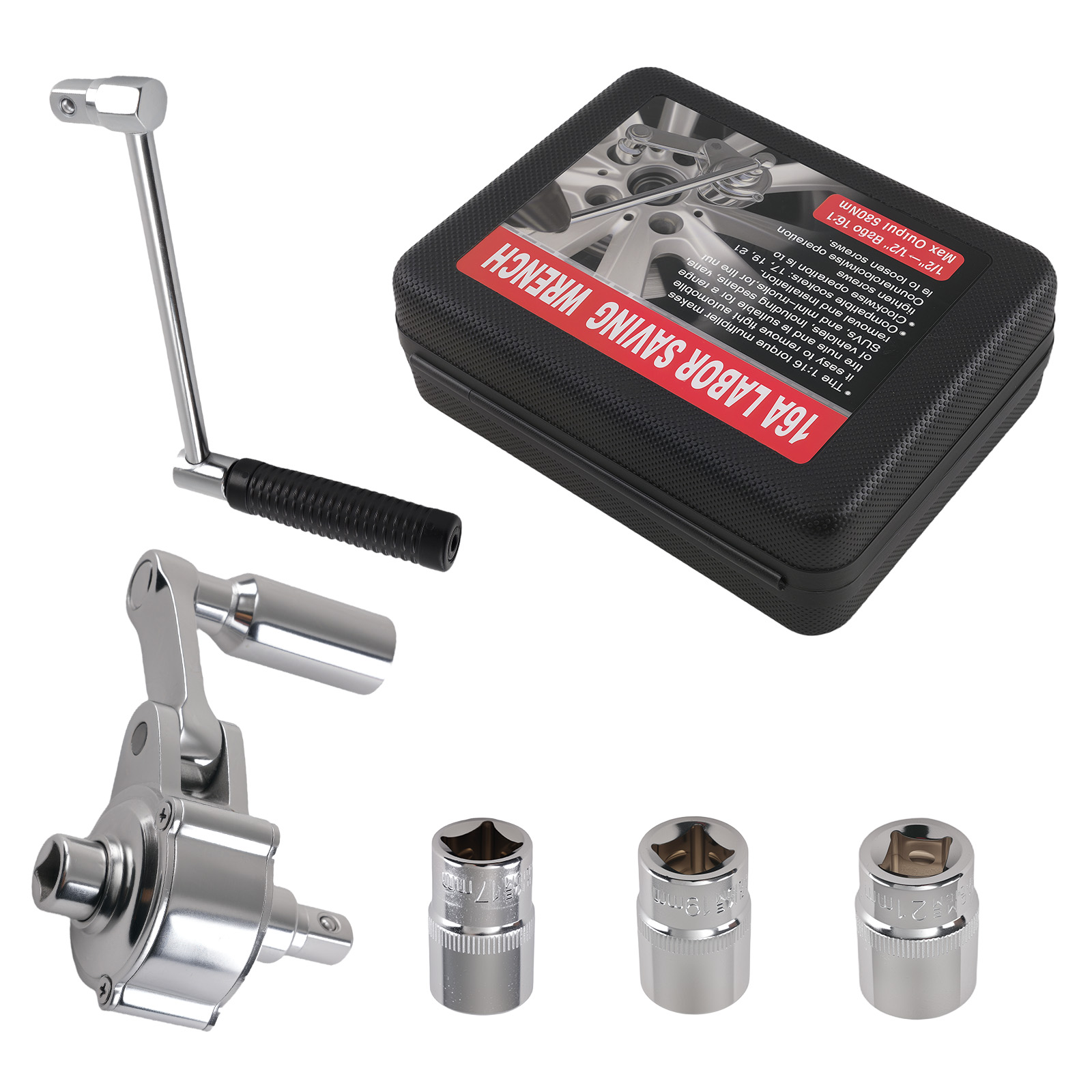 1/2in Lugnut Torque Wrench Multiplier Set for Toyota Honda BMW 680NM 17 19 21